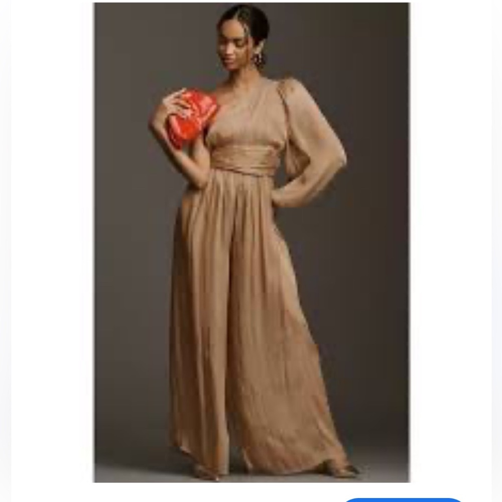 Anthropologie Metallic One-Shoulder Dress
